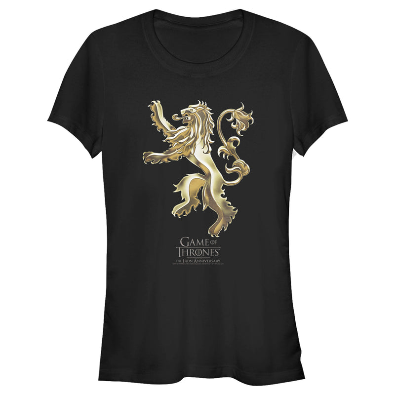 Junior's Game of Thrones Iron Anniversary Lannister Metal Lion Crest T-Shirt