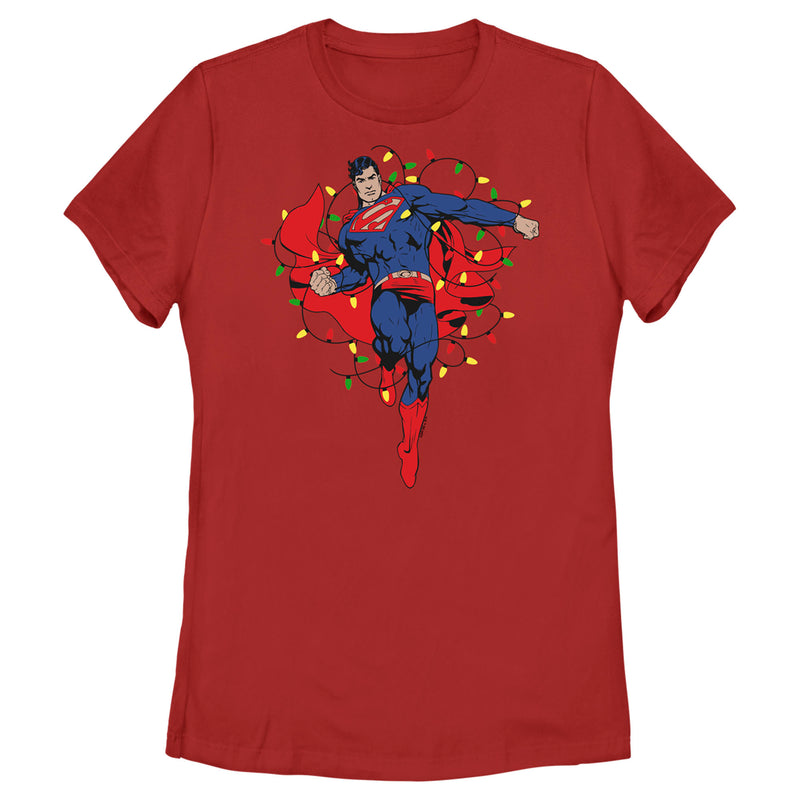 Women's Superman Christmas Lights T-Shirt