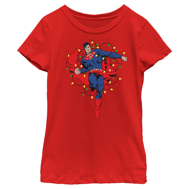 Girl's Superman Christmas Lights T-Shirt