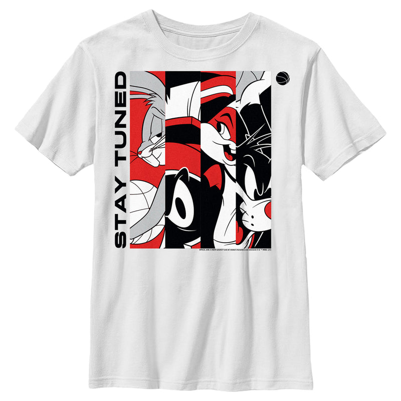 Boy's Space Jam: A New Legacy Stay Tuned Panels Red and Black T-Shirt
