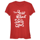 Junior's The Year Without a Santa Claus White Logo Stack T-Shirt