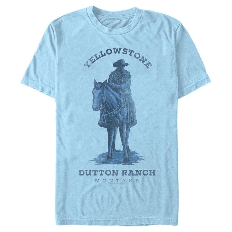 Men's Yellowstone Blue Realistic John Dutton Riding Horse T-Shirt