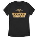 Women's Yellowstone Small Cow Skull Dutton Ranch Logo ESTD 1886 T-Shirt