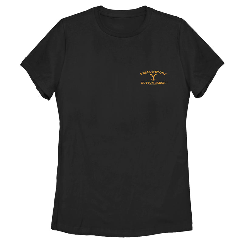 Women's Yellowstone Small Yellow Pocket Dutton Ranch Brand T-Shirt