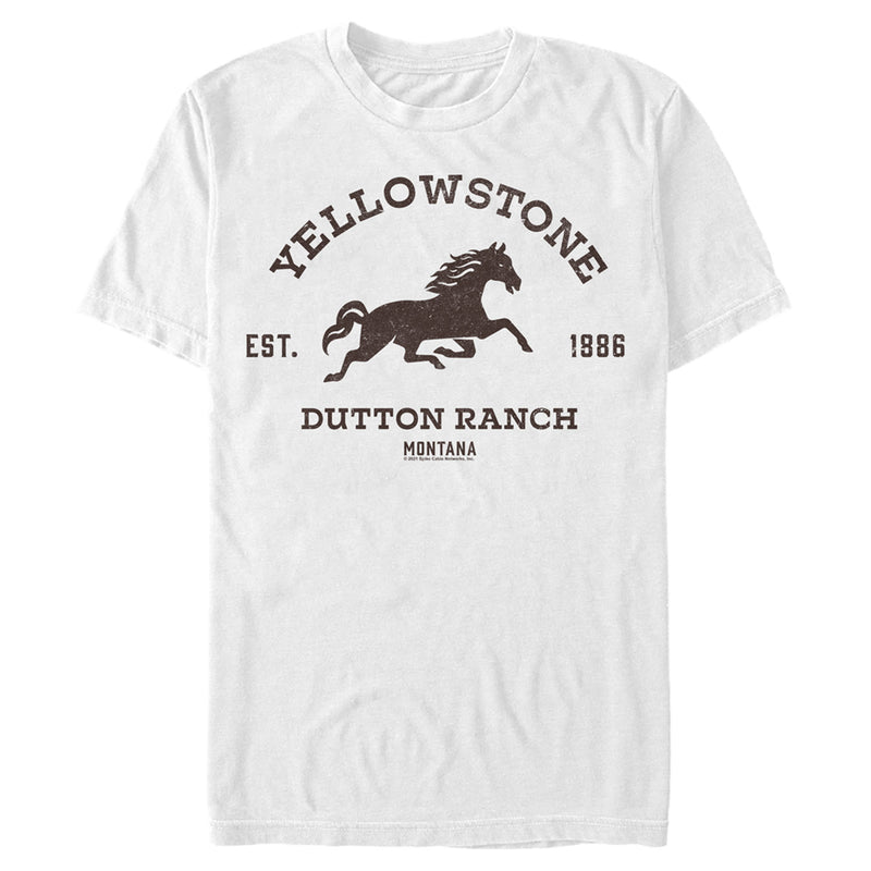 Men's Yellowstone Brown Horse Dutton Ranch Logo Est. 1886 T-Shirt