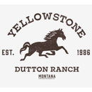 Women's Yellowstone Brown Horse Dutton Ranch Logo Est. 1886 T-Shirt