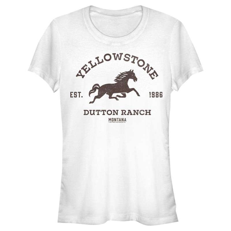 Junior's Yellowstone Brown Horse Dutton Ranch Logo Est. 1886 T-Shirt