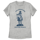 Women's Yellowstone Blue John Dutton Riding Horse on Ranch T-Shirt