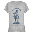 Junior's Yellowstone Blue John Dutton Riding Horse on Ranch T-Shirt