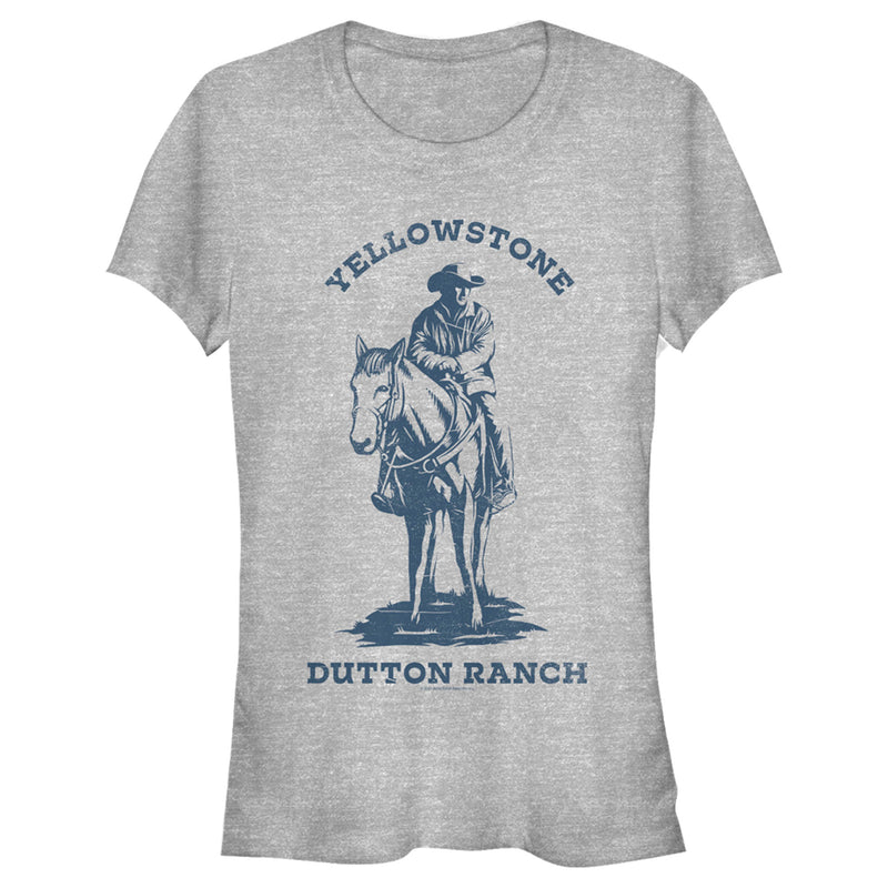 Junior's Yellowstone Blue John Dutton Riding Horse on Ranch T-Shirt