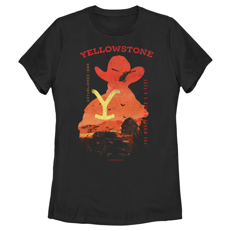 Women's Yellowstone Sunset Silhouette John Dutton & Truck T-Shirt