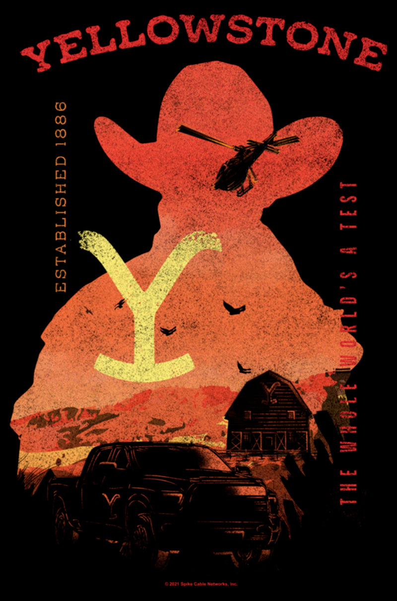 Junior's Yellowstone Sunset Silhouette John Dutton & Truck T-Shirt