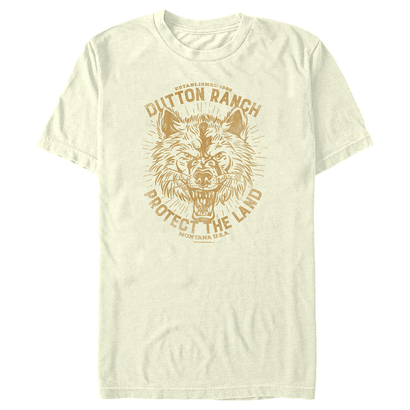 Men's Yellowstone Protect The Land Angry Wolf Dutton Ranch T-Shirt