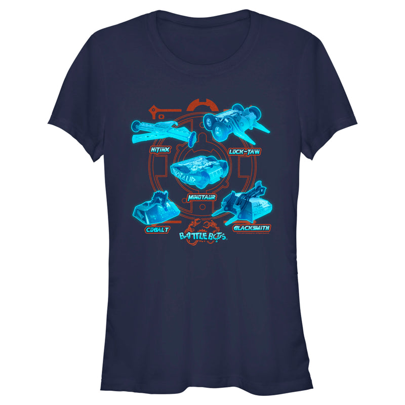 Junior's Battlebots Blue Neon Robots T-Shirt