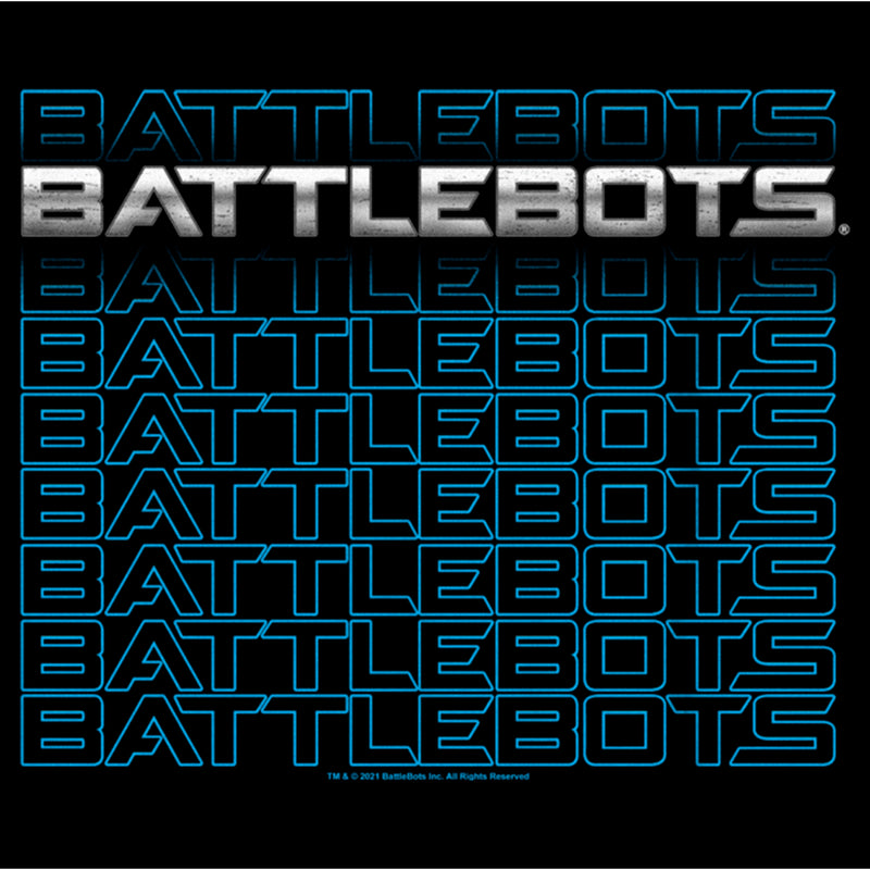 Boy's Battlebots Silver and Blue Logo Stack T-Shirt
