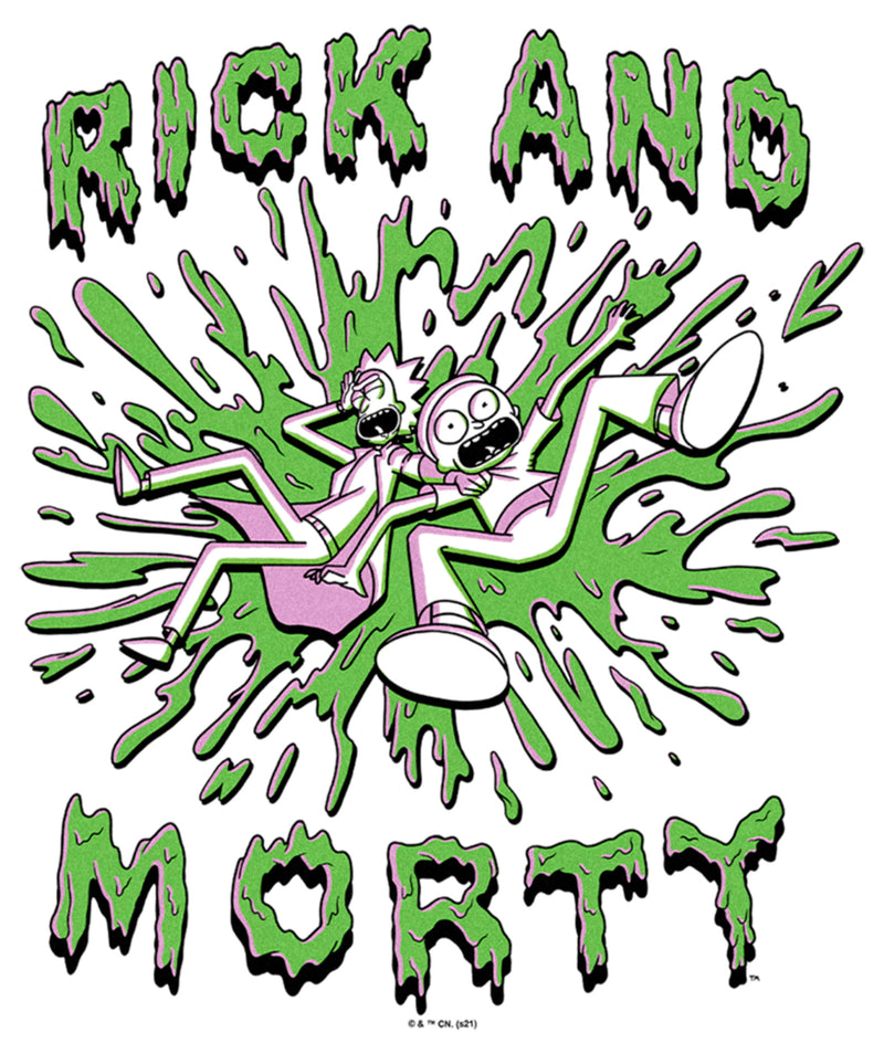 Men's Rick And Morty Screaming Green Slime Splash T-Shirt