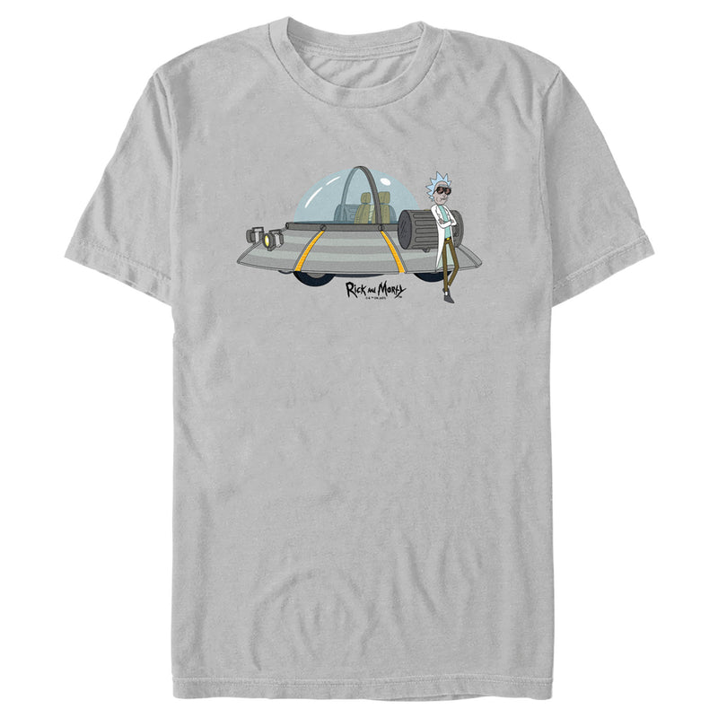 Men's Rick And Morty Cool Captain and His Spaceship T-Shirt