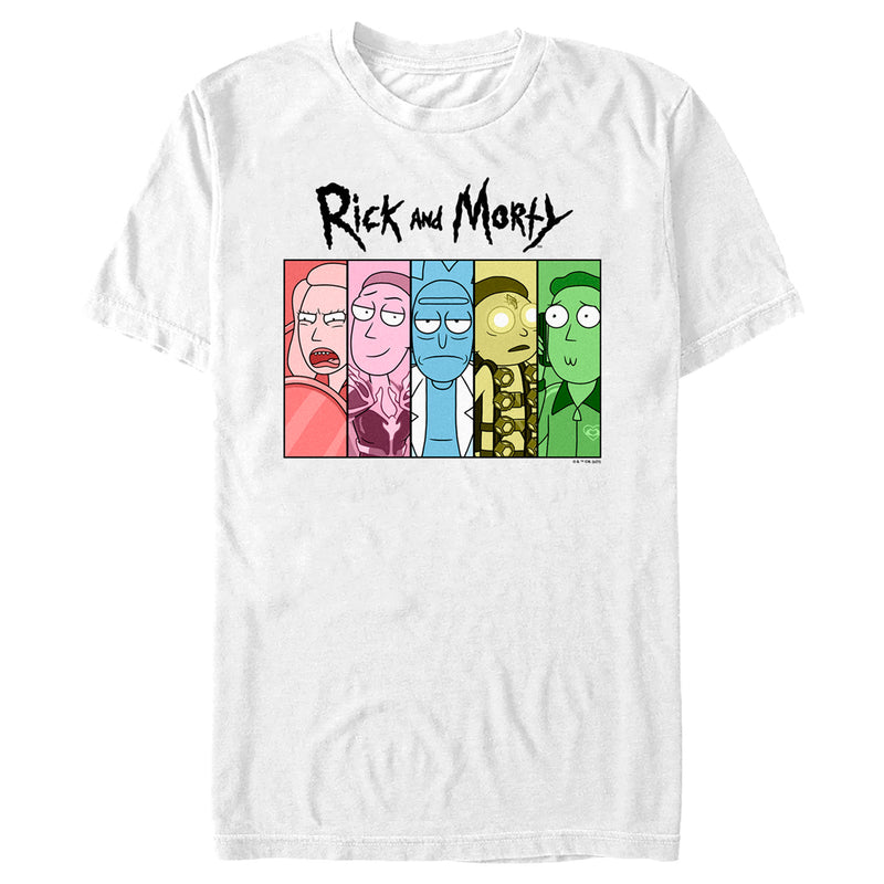 Men's Rick And Morty Colorful Family Panels T-Shirt