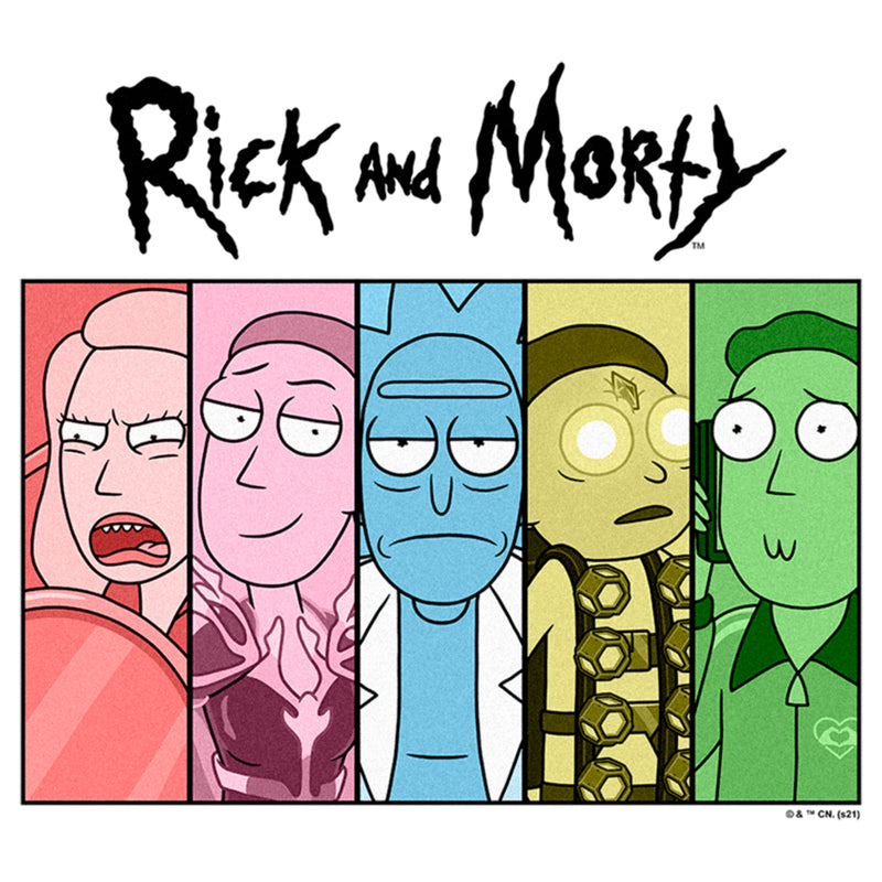 Men's Rick And Morty Colorful Family Panels T-Shirt