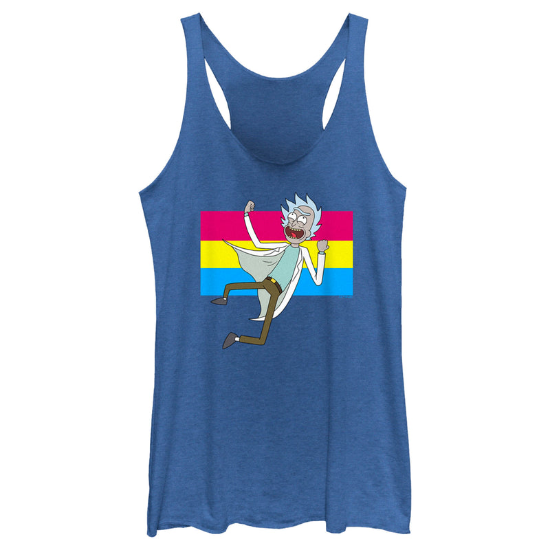 Women's Rick And Morty Pansexual Flag Rick Racerback Tank Top