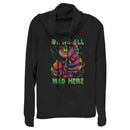 Junior's Alice in Wonderland Rainbow Cheshire Cowl Neck Sweatshirt