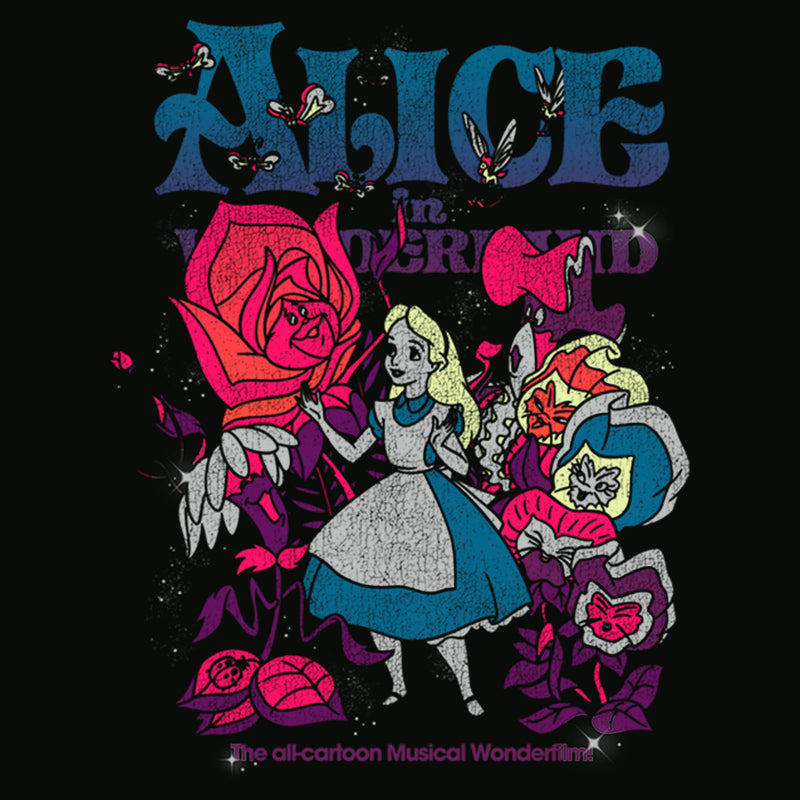 Men's Alice in Wonderland Distressed Floral Crew T-Shirt