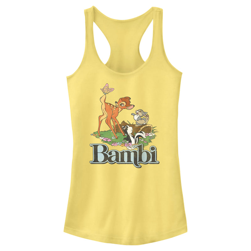 Junior's Bambi Distressed Classic Scene Racerback Tank Top