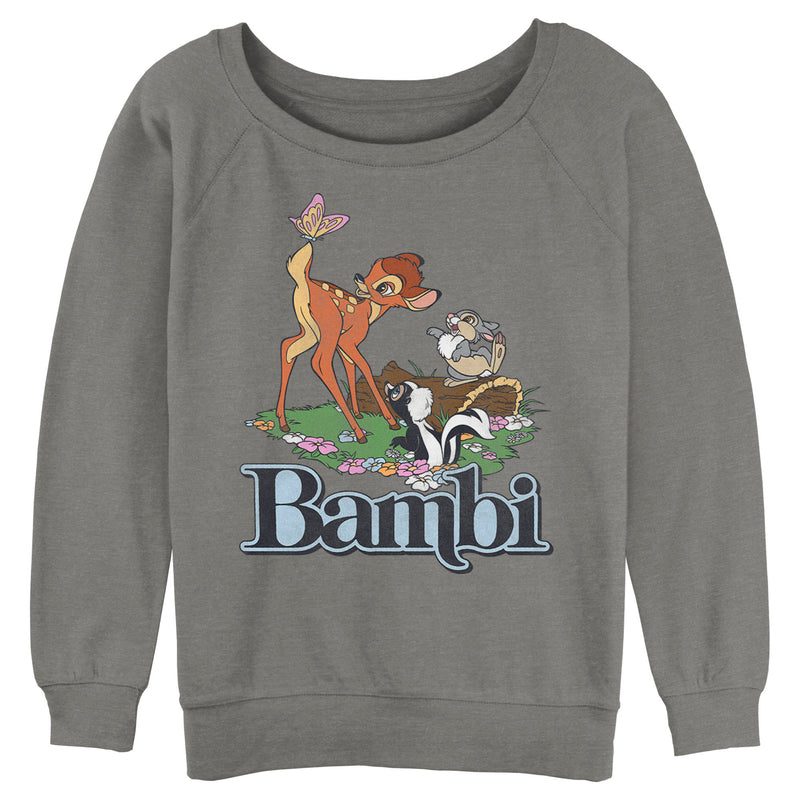 Junior's Bambi Distressed Classic Scene Sweatshirt