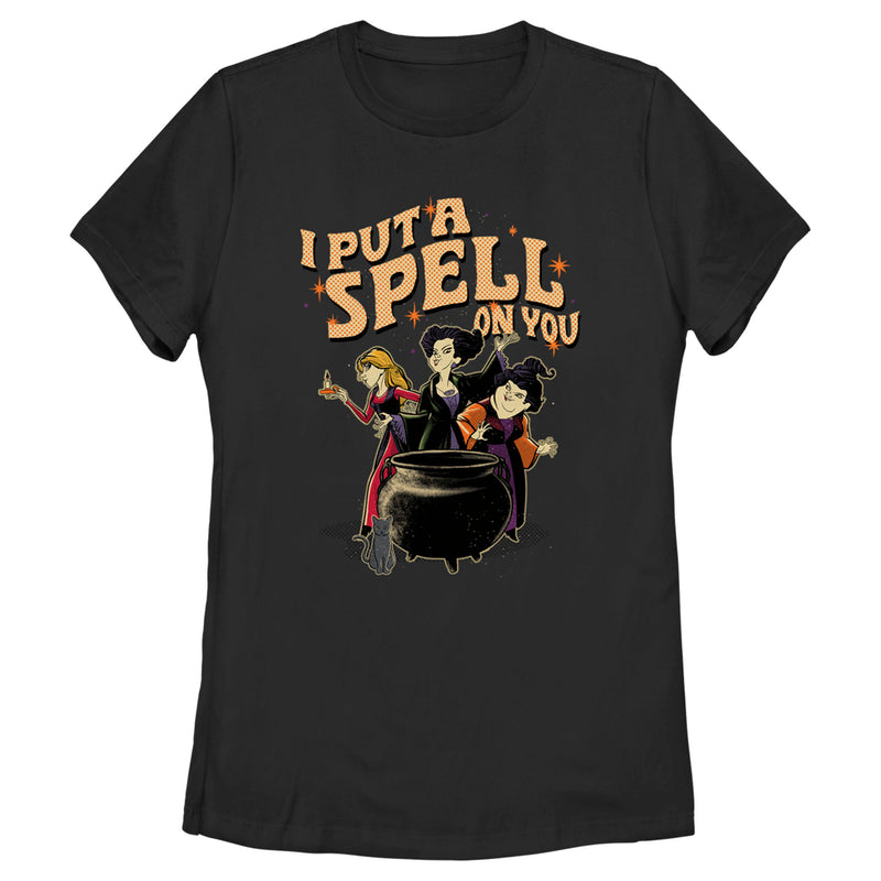 Women's Hocus Pocus Put a Spell on You Cartoon Witches T-Shirt