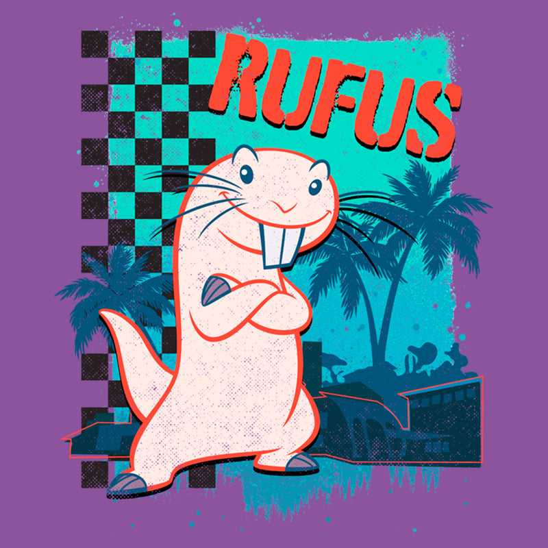 Girl's Kim Possible Retro Wave Rufus T-Shirt