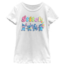 Girl's Lilo & Stitch Colorful Action Poses Stitch T-Shirt