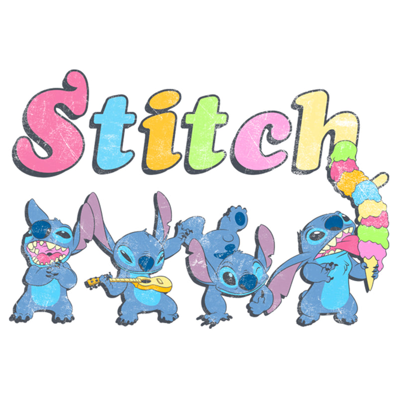 Girl's Lilo & Stitch Colorful Action Poses Stitch T-Shirt