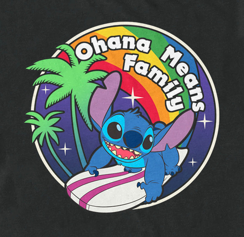 Men's Lilo & Stitch Ohana Means Family Rainbow Surfer Stitch T-Shirt