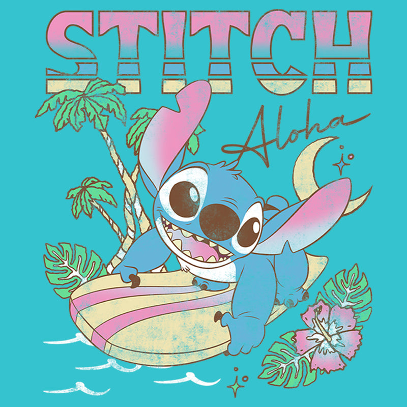 Girl's Lilo & Stitch Watercolor Stitch Graphic Tee Blue Large