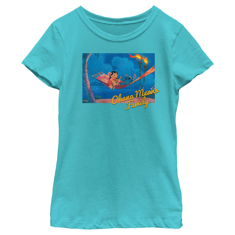 Girl's Lilo & Stitch Ohana Means Family Hammock T-Shirt