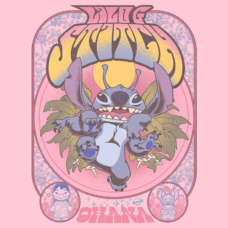 Girl's Lilo & Stitch Ohana Groovy Stitch Poster T-Shirt