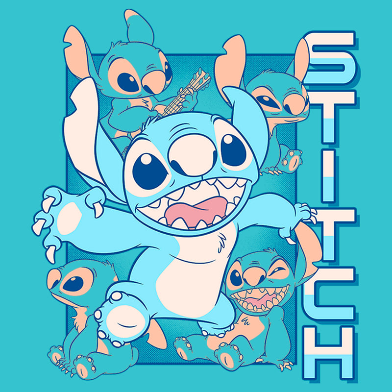 Girl's Lilo & Stitch Blue Stitch Faces T-Shirt