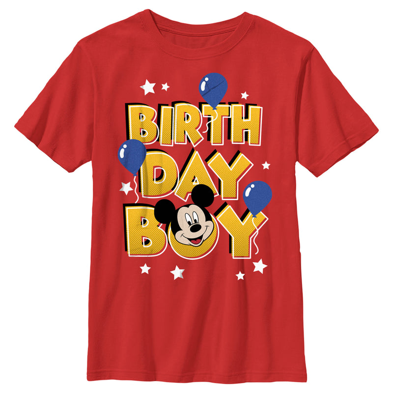 Boy's Mickey & Friends Mickey Mouse Birthday Boy Balloons T-Shirt