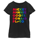 Girl's Mickey & Friends Rainbow Character Names T-Shirt