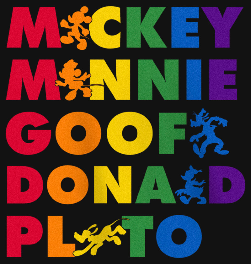 Girl's Mickey & Friends Rainbow Character Names T-Shirt