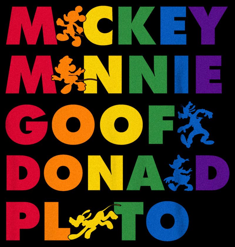 Boy's Mickey & Friends Rainbow Character Names T-Shirt