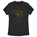 Women's Mickey & Friends Rainbow Mickey Mouse Outline T-Shirt