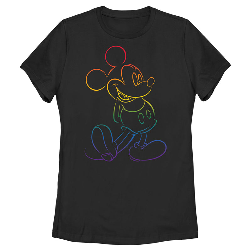 Women's Mickey & Friends Rainbow Mickey Mouse Outline T-Shirt