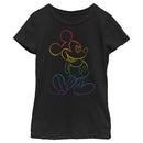 Girl's Mickey & Friends Mickey Mouse Rainbow Outline T-Shirt