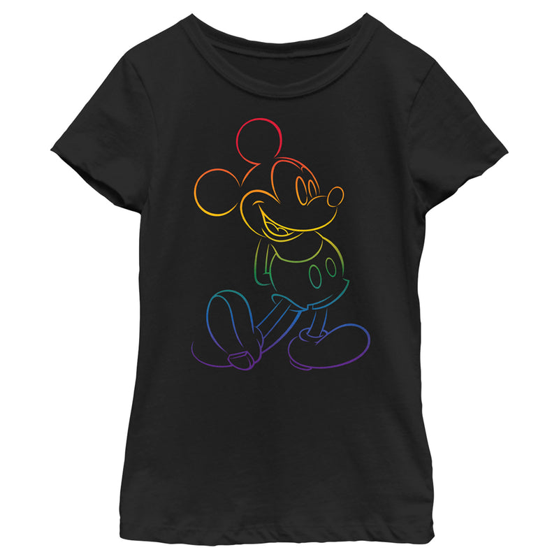 Girl's Mickey & Friends Mickey Mouse Rainbow Outline T-Shirt