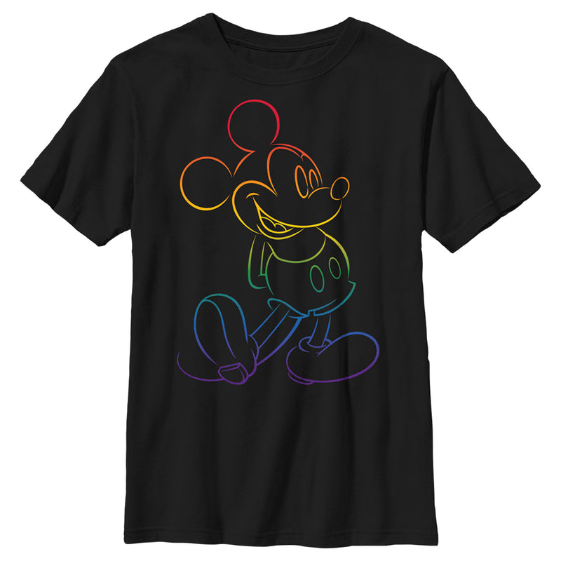 Boy's Mickey & Friends Mickey Mouse Rainbow Outline T-Shirt