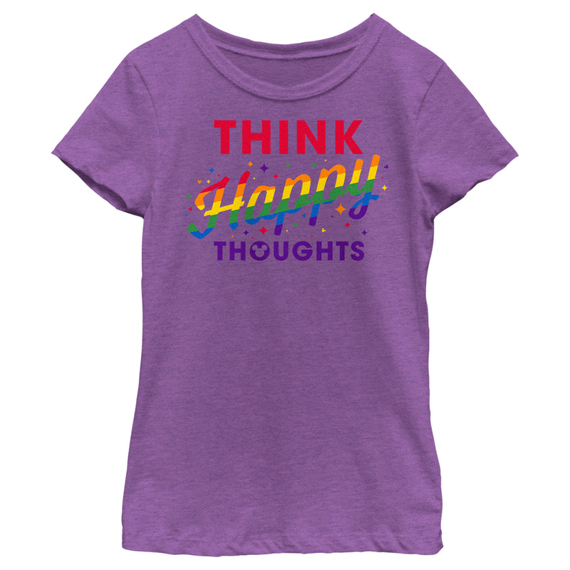 Girl's Mickey & Friends Think Happy Thoughts Rainbow T-Shirt