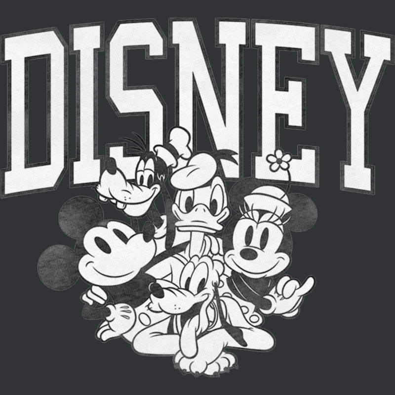 Women's Mickey & Friends Black and White Family Shot T-Shirt