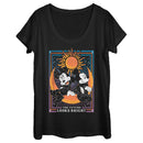 Women's Mickey & Friends The Future Looks Bright Mickey and Minnie Tarot Card Scoop Neck