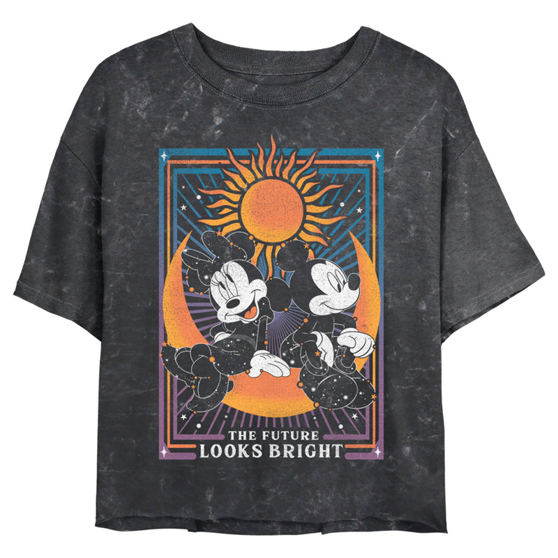 Junior's Mickey & Friends The Future Looks Bright Mickey and Minnie Tarot Card T-Shirt